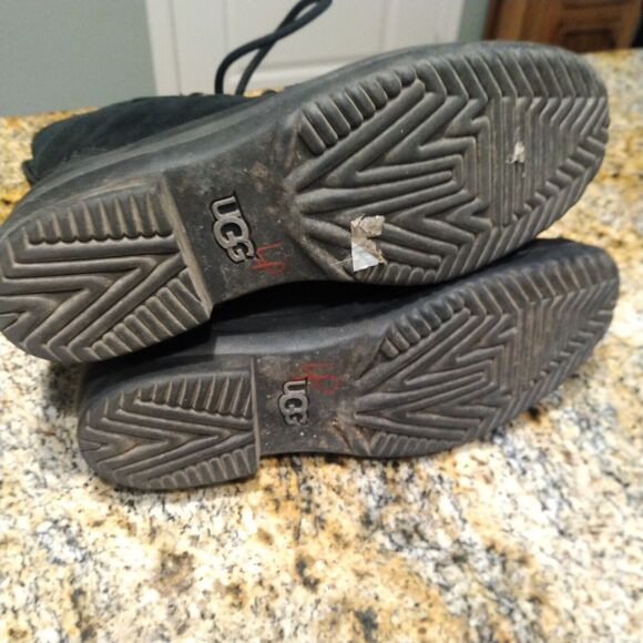 UGG Azaria Black Waterproof Suede Lace Up Leather Winter Boots 1017380 Women's 7 - Picture 10 of 12